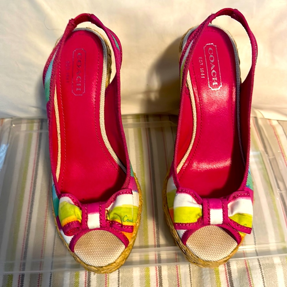 Coach wedge espadrilles multicolored used like new size 5.5